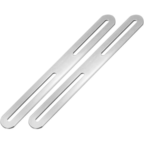 2-Pack Adjustable Flat Mending Plate Support with Single Slot, 8.27x0.94 Inch Straight Repair Fixing Bracket Connector for Wood Furniture/ Timber PC Case Holder [Silver]