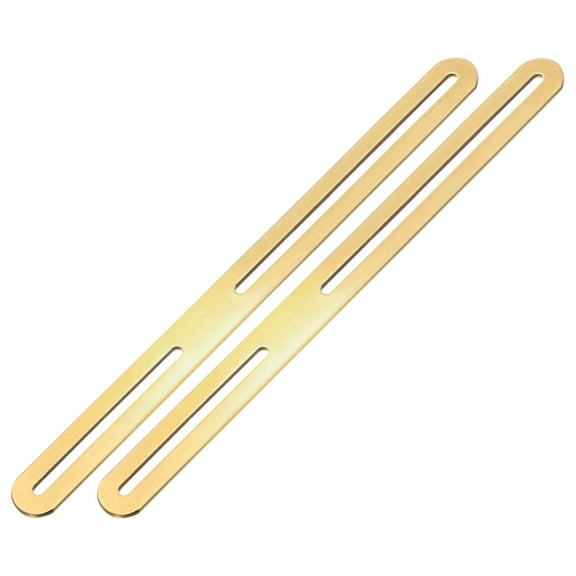 2-Pack Adjustable Flat Mending Plate Support with Single Slot, 11.02x0.94 Inch Straight Repair Fixing Bracket Connector for Wood Furniture [Gold]