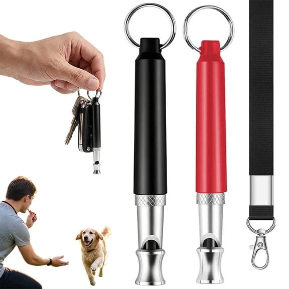 2 Pack Adjustable Frequency Ultrasonic Dog Training Whistle with Lanyard, Stainless Steel Pet Recall Training Aid for Most Dog Breeds, Indoor & Outdoor Behavior Training Tool