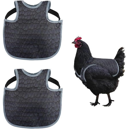 2-Pack Adjustable Hen Back Shields – Anti-Pecking Poultry Capes for Hens, Ducks & Backyard Birds, Weather-Resistant Fabric(Black,C)