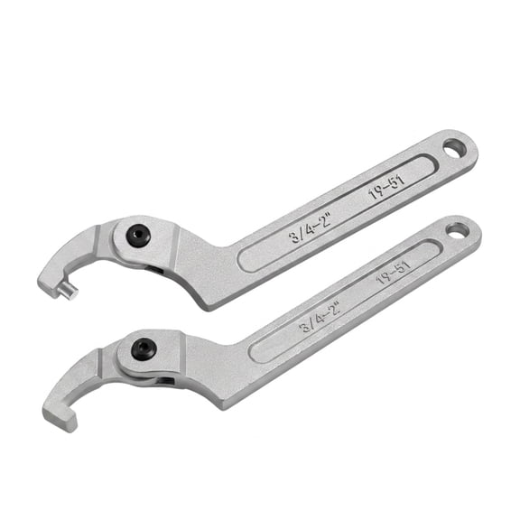 2-Pack Adjustable Hook Spanner Wrench Set, Pin Wrench for Bearings & Lock Nuts 3/4"-2",Round,Square