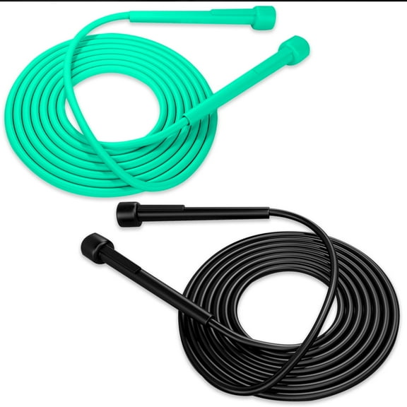 2 Pack Adjustable Jump Rope, Tangle-Free Skipping Rope for Women Men, Lightweight Speed Rope, Workout Exercise Rope for Fitness Boxing Adult Gym Outdoor Beginner (Black, Green)