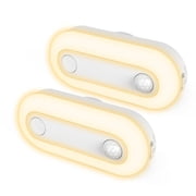 2-Pack Adjustable Light + Motion Sensor LED Night Lights, 3000K Warm, Plug-In with Button Control