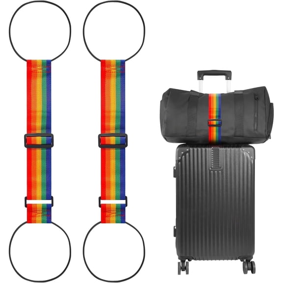 2 Pack Adjustable Luggage Bungee Straps, Elastic Belt to Connect Suitcases with Quick-Release Clips, Heavy-Duty Polyester Accessory for Secure Carry On, Luggage Stacking & Travel Essentials