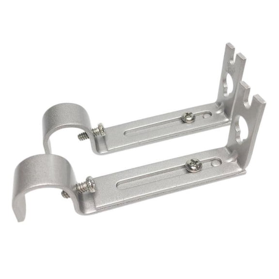 2 Pack Adjustable Metal Curtain Rod Brackets 3.9 to 5.3 Inch Heavy Duty Drapery Pole Wall Mount Holders--