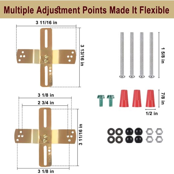 2 Pack Adjustable Mounting Plates for 4" Light Fixture Brackets
