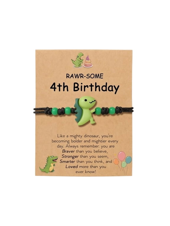 2 Pack Adjustable Nylon Dinosaur Bracelet for Boys, Lightweight Resin Woven Bracelet with Encouragement Card, Holiday & Birthday Gift(A)