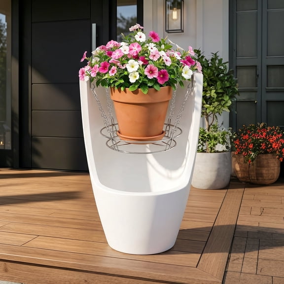 2 Pack Adjustable Planter Insert for 10–18" Large Pots, Stainless Steel Plant Riser with Chains and Hooks,