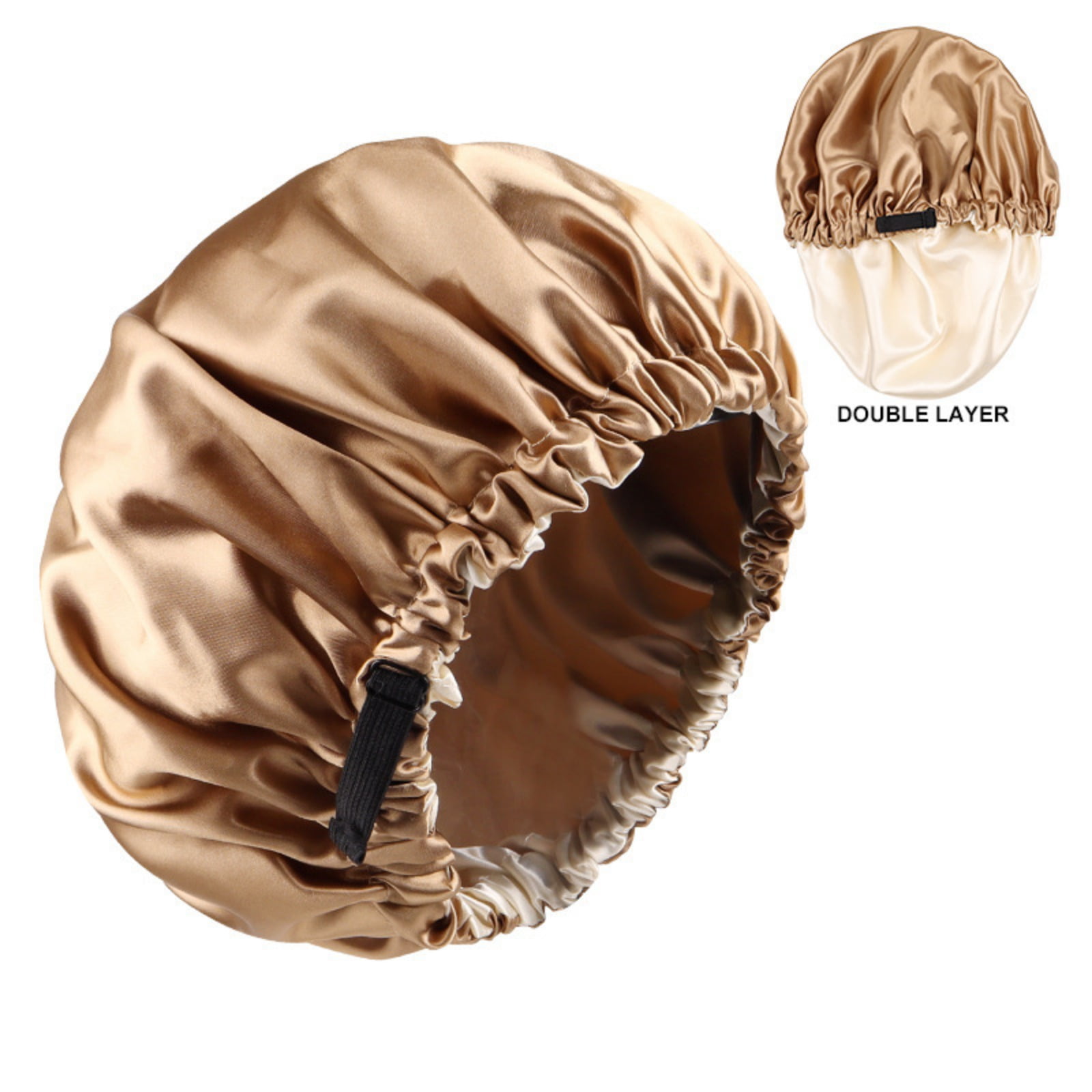 2-Pack Adjustable Satin Bonnet for Women, Double-Layer Sleep Cap & Shower Hat