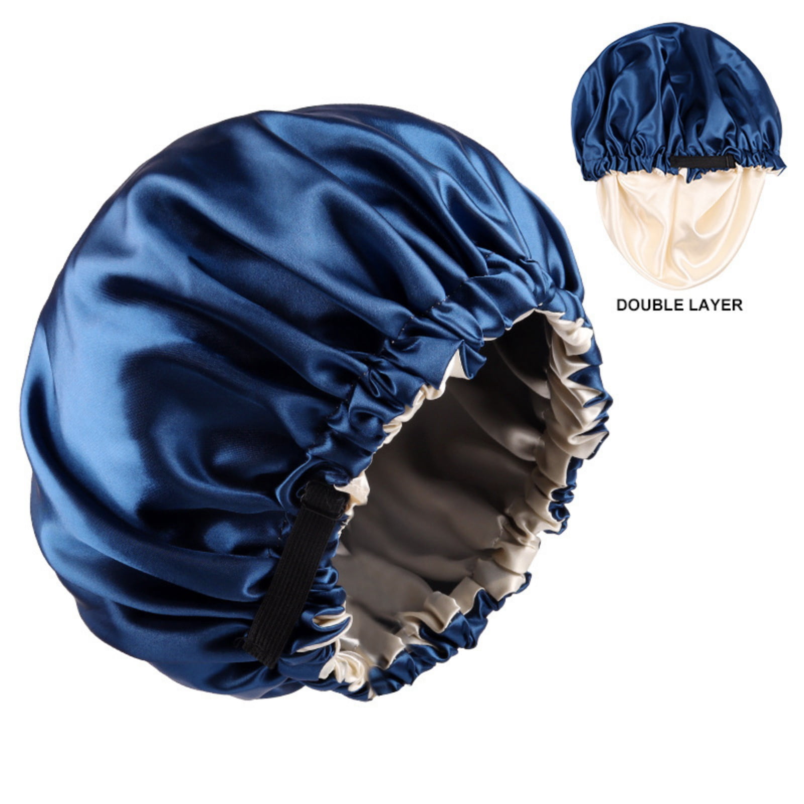 2-Pack Adjustable Satin Bonnet for Women, Double-Layer Sleep Cap & Shower Hat
