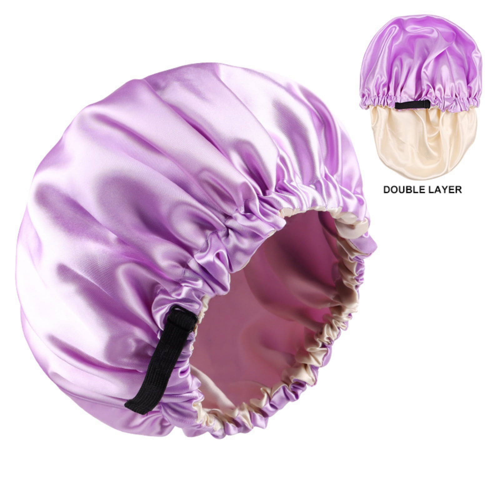 2-Pack Adjustable Satin Bonnet for Women, Double-Layer Sleep Cap & Shower Hat