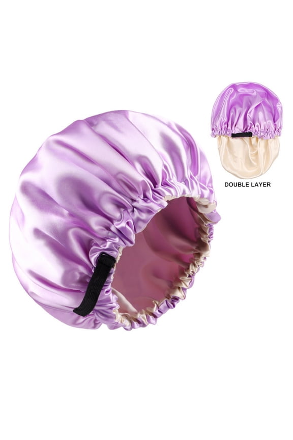 2-Pack Adjustable Satin Bonnet for Women, Double-Layer Sleep Cap & Shower Hat