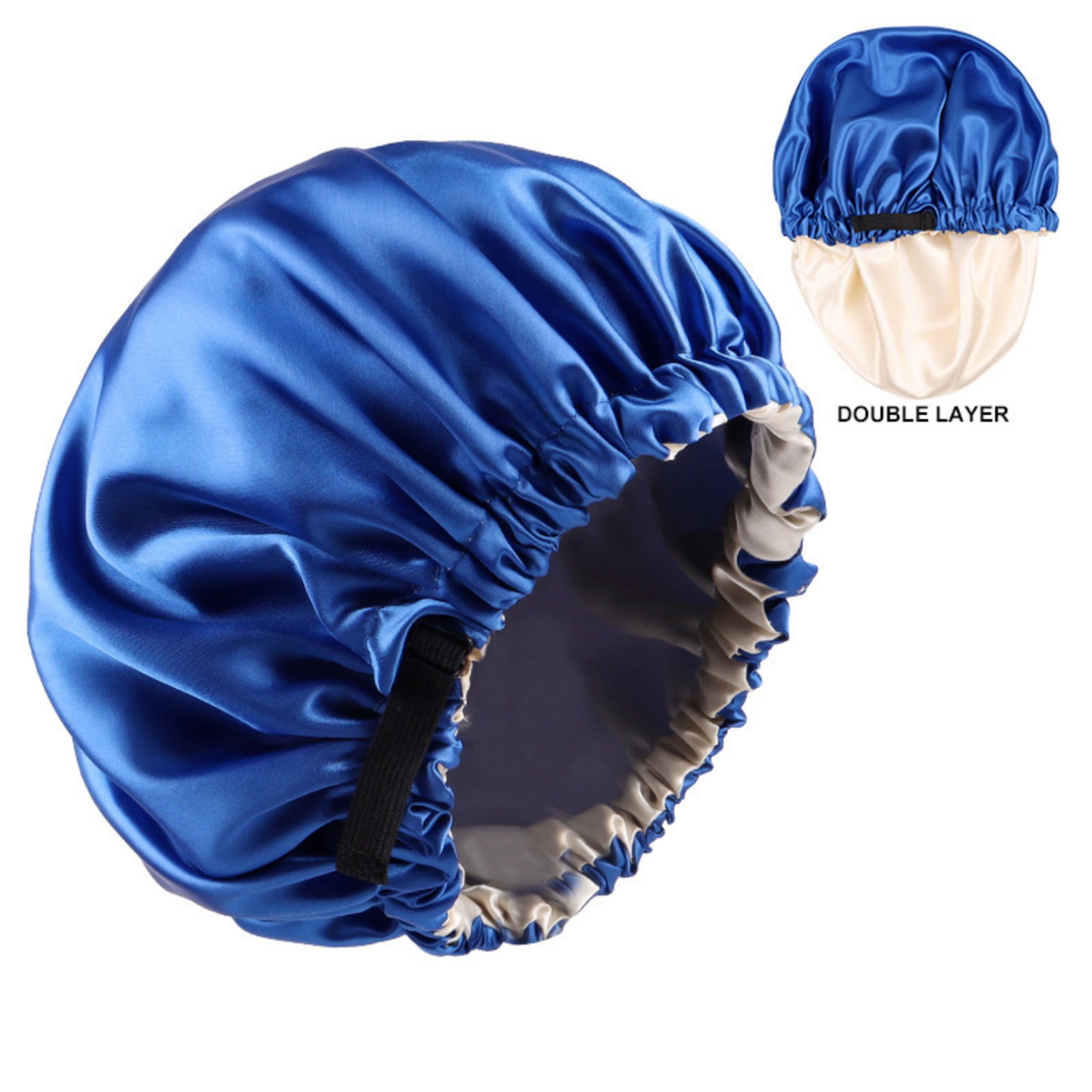 2-Pack Adjustable Satin Bonnet for Women, Double-Layer Sleep Cap & Shower Hat