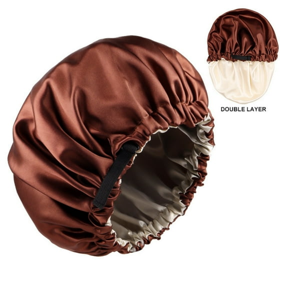 2-Pack Adjustable Satin Bonnet for Women, Double-Layer Sleep Cap & Shower Hat