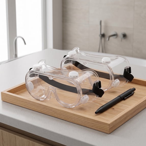 2-Pack Adjustable Shower Goggles - Eyelash & Eyebrow Protector, Eye Shield for Post-Cataract Surgery, Washing Face, and Water Activities