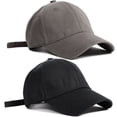 thumbnail image 1 of 2 Pack Baseball Cap Adjustable Size Cotton Hat for Running Workouts and Outdoor Activities All Seasons, One Size, Black, Charcoal, 1 of 6