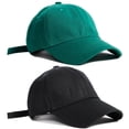 thumbnail image 1 of 2 Pack Baseball Cap Adjustable Size Cotton Hat for Running Workouts and Outdoor Activities All Seasons, One Size, Black, Dark Green, 1 of 6