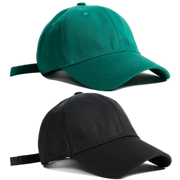 2 Pack Adjustable Size Cotton Baseball Cap for Running Workouts and Outdoor Activities All Seasons, One Size Hat, Black, Dark Green