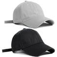 thumbnail image 1 of 2 Pack Baseball Cap Adjustable Size Cotton Hat for Running Workouts and Outdoor Activities All Seasons, One Size,  Black, Gray, 1 of 6