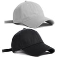 thumbnail image 1 of 2 Pack Baseball Cap Adjustable Size Cotton Hat for Running Workouts and Outdoor Activities All Seasons, One Size, Black, Gray, 1 of 5