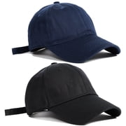2 Pack Baseball Cap Adjustable Size Cotton Hat for Running Workouts and Outdoor Activities All Seasons, One Size, Black, Navy