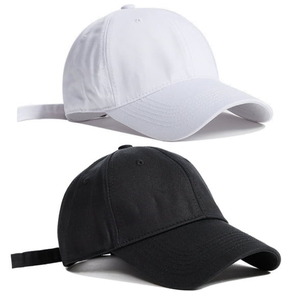 2 Pack Baseball Cap Adjustable Size Cotton Hat for Running Workouts and Outdoor Activities All Seasons, One Size, Black, White
