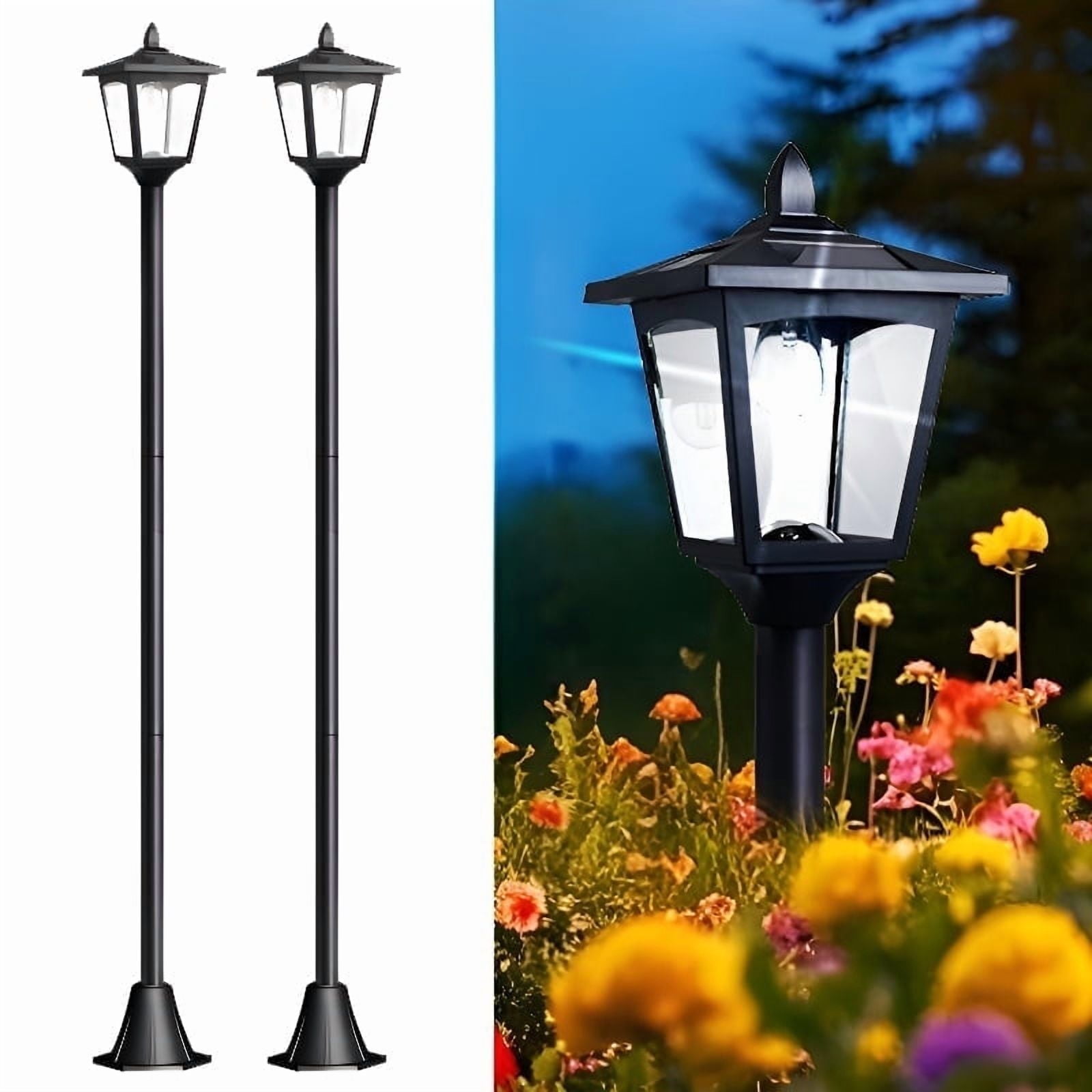 2 pack 67" Solar Lamp Post Lights Outdoor, Adjustable LED Waterproof Yard & Garden Lights