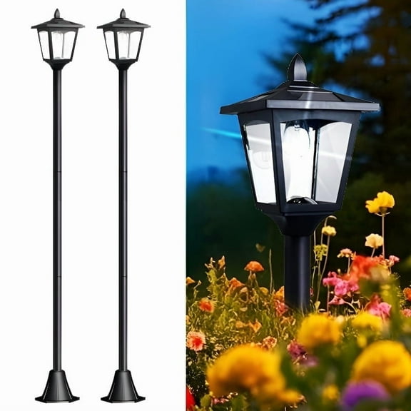 2 pack 67" Solar Lamp Post Lights Outdoor, Adjustable LED Waterproof Yard & Garden Lights