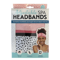 2-Pack Adjustable Spa Headband – Ultra-Soft and Customizable Fit for Skincare Routines, Personal or Professional Use, Machine Washable for Ultimate Relaxation and Convenience, Pink White Black