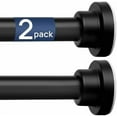 thumbnail image 1 of 2 Pack Adjustable Spring Tension Curtain Rods 32 to 54 Inches, Stainless Steel Matte Black Shower Rod No Drilling for Window, Bathroom, Closet, Room Divider, 7/8" Diameter, 1 of 7