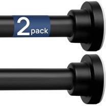 2 Pack Adjustable Spring Tension Curtain Rods 32 to 66 Inches, Stainless Steel Matte Black Shower Rod No Drilling for Window, Bathroom, Closet, Room Divider, 7/8" Diameter