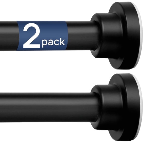 MY 2 Pack Adjustable Spring Tension Curtain Rods 32 to 78 Inches, Stainless Steel Matte Black Shower Rod No Drilling for Window, Bathroom, Closet, Room Divider, 7/8" Diameter