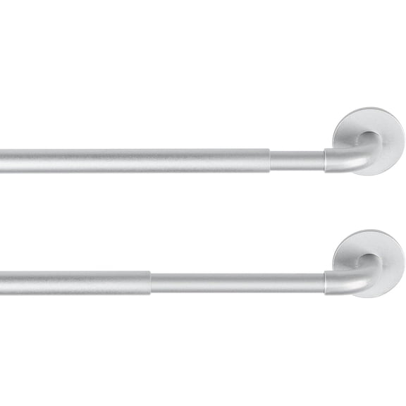 2 Pack Adjustable Sticky Self Adhesive 3/8 Inch Sash Curtain Rods for Metal Wood Doors, 11-17 Inch Multi-Use Cafe Rods for Windows Bathroom Panels