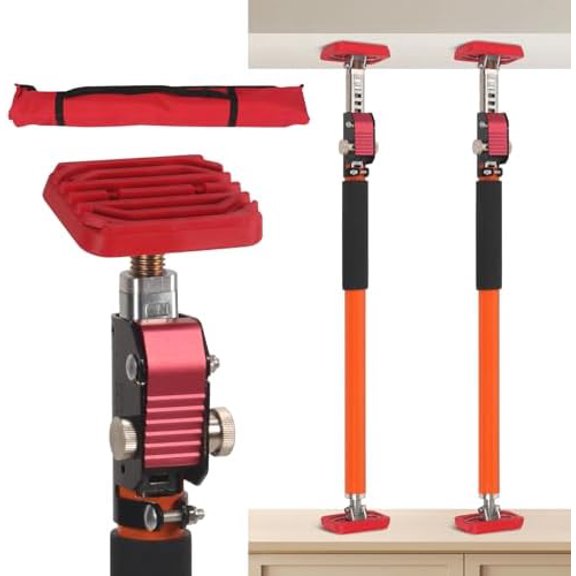 2 Pack Adjustable Support Pole, 3rd Hand Support Pole Extends 35.4 to 63 Inches, Cabinet Jack 154 LB Capacity Telescopic Quick Support Rod with Non-Slip Pads for Cabinet Installations