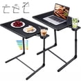 thumbnail image 1 of Adjustable TV Tray Table with Cup Holder,2 Pack Foldable TV Dinner Tray Table with 6 Heights & 3 Tilt Angle for Couch, Bed, Sofa & Chair,Black, 1 of 12