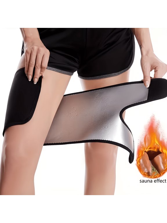 2 Pack Adjustable Thigh Sauna Wraps, Compression Leg Sleeves with Sweat-Wicking Thermal Design for Women and Men, Fitness Workout and Running Support
