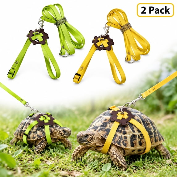 2 Pack Adjustable Tortoise Harness and Leash, Yellow, Fits Shell ...