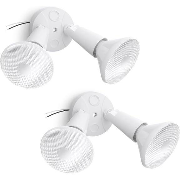 2-Pack Adjustable Twin PAR Holder, Outdoor Flood Light Fixture Max 300W (Bulbs Not Included), Switch Controlled Security Lights, Exterior Flood Lighting for Gara, Driveway, Porch