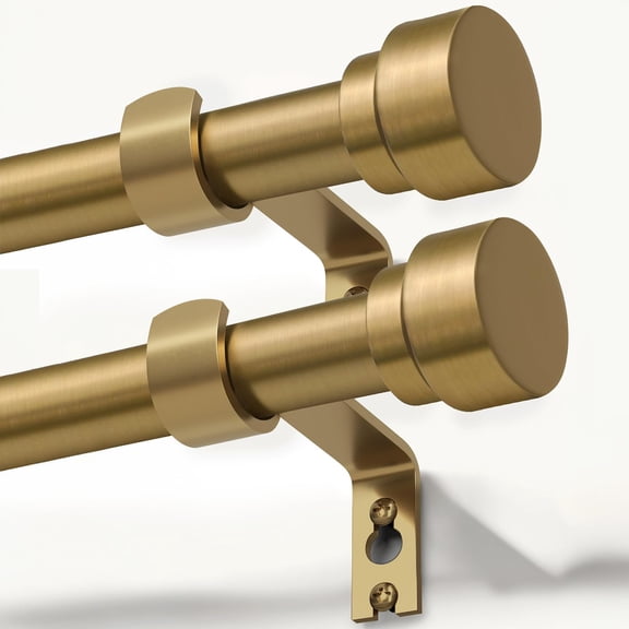 2-Pack Adjustable Warm Gold Curtain Rods, 1-inch Diameter, 66 to 120 inches