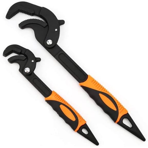 2 Pack Adjustable Wrench Quick Multi-function Self-Adjusting Spanner Power Grip Pipe Wrench 0.6-2.4/14mm-60mm