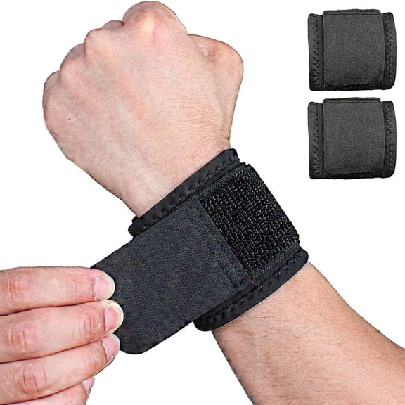 2 Pack Adjustable Wrist Brace | Highly Elastic Wrist Support Wraps for Weightlifting, Fitness & Sports | Wrist Straps for Pain Relief, Stability & Comfort