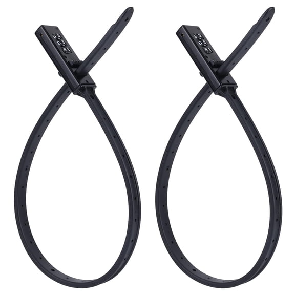 2 Pack Adjustable Zip Tie Lock with 3-Digit Combination for Helmet, Bike Rack, Motorcycle, Skateboard, Luggage, Skis, French Door, Stroller & Cabinet, (Black)