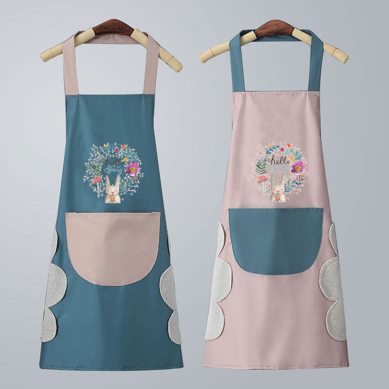 2-Pack Adorable Kitchen Aprons with Pockets - Waterproof, Soft ...