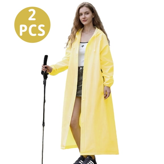 2-Pack Adult EVA Rain Ponchos, Reusable Waterproof Hooded Raincoats, Lightweight Full Body Rain Gear for Men & Women, Multiple Colors Available