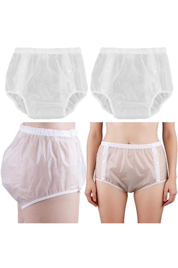 2 Pack Adult Incontinence Diaper Cover, Waterproof Plastic Pants, Washable & Reusable Leak-Proof Underwear with Adjustable Fit, Comfort Protective Briefs for Incontinence Care (Large)