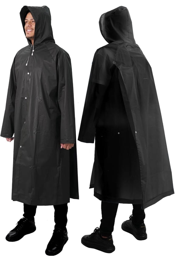 2 Pack Adult Rain Poncho Reusable Hooded Raincoat Emergency Waterproof Gear Travel Accessory