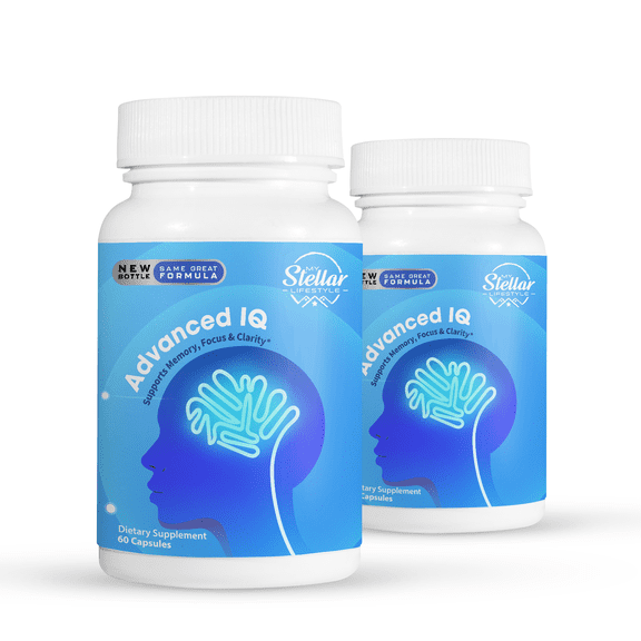 2 Pack - Advanced IQ Cognitive Support - Brain Booster Memory Supplement 60CT x2