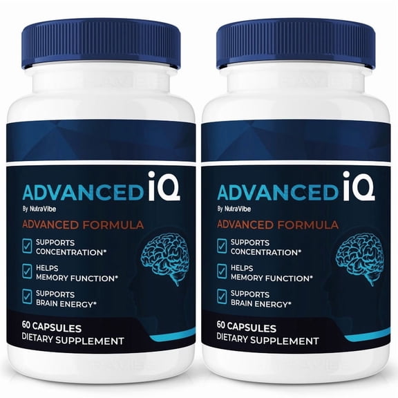 (2 Pack) Advanced IQ  Daily Formula with a Natural Blend to Help Maintain Focus, Memory & Concentration | Clean, Gentle, Easy-to-Swallow AdvancedIQ Capsules for Everyday Sharpness (120 Capsules)