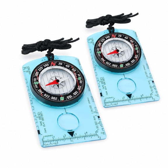 2-Pack Advanced Orienteering Compass Set - Premium Waterproof Hiking & Survival Compass for Scouts & Adults - Ideal for Backpacking, Camping & Outdoor Navigation - Blue