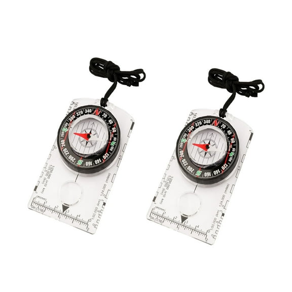 2-Pack Advanced Orienteering Compass Set - Premium Waterproof Hiking & Survival Compass for Scouts & Adults - Ideal for Backpacking, Camping & Outdoor Navigation - White